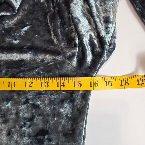 Kinchi Blue 90s Velvet Dress Women Medium Blue Crushed Long Sleeve Mock Neck - Picture 8 of 10